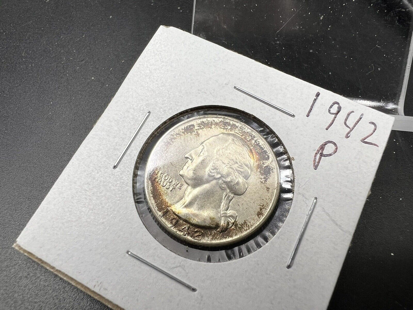 1942 P 25c Washington Quarter Coin Choice BU UNC Nice Toning Toner