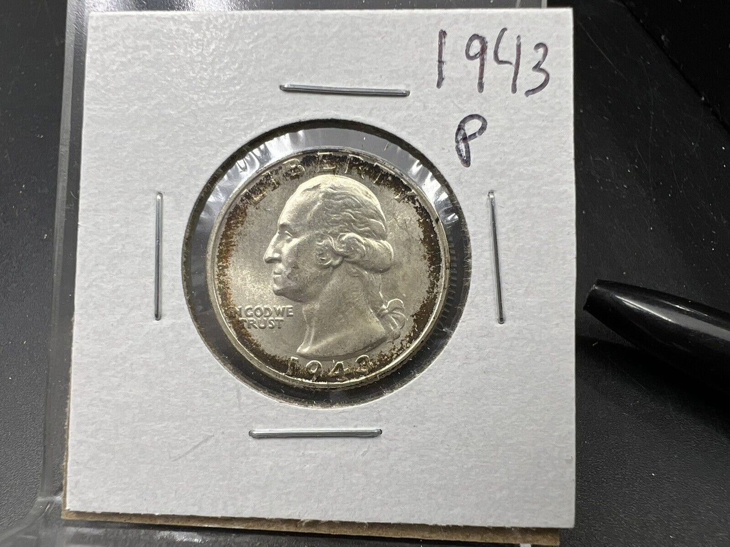 1943 P 25c Washington Quarter Coin Choice BU UNC Nice Halo Toning Toner WW2 ERA