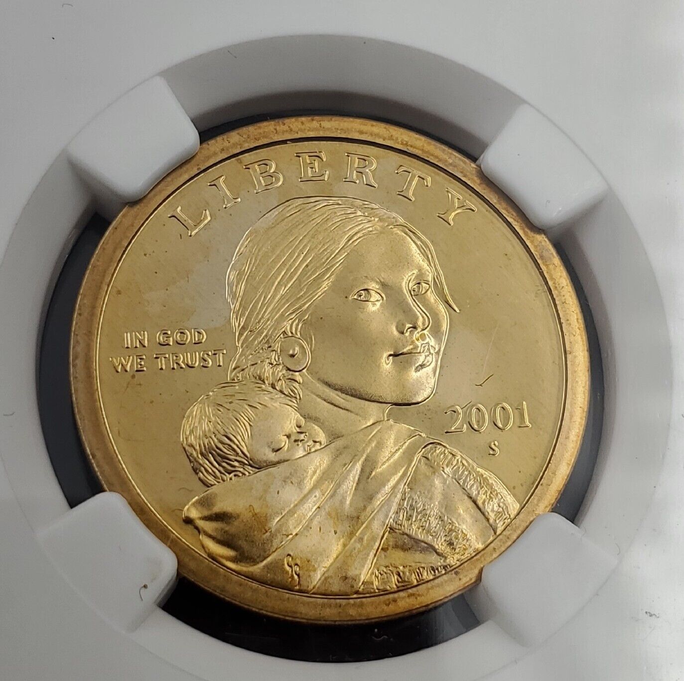2001 S Sacagawea Native Brass Dollar Coin NGC PF69 Ultra Cameo #2