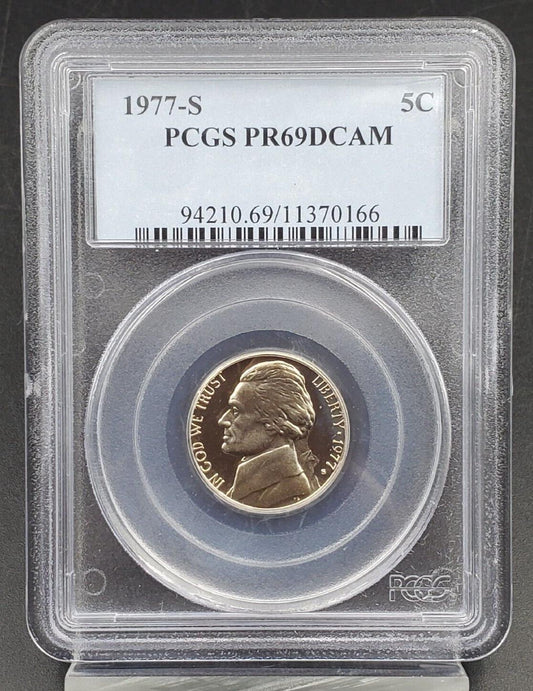 1977 S Proof Jefferson Nickel Coin PCGS PR69 DCAM Robinsonscointown