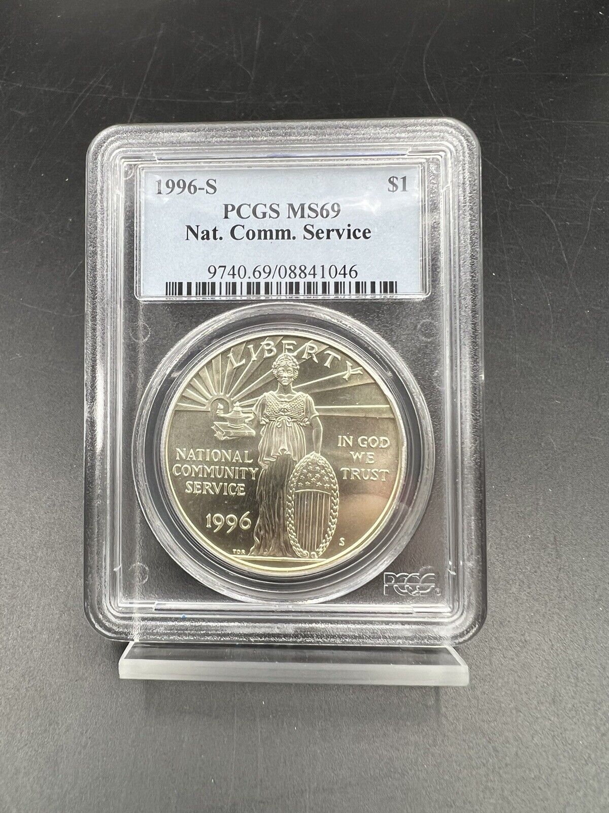 1996 S Community Service 90% Silver Commemorative Dollar PCGS MS69 GEM BU