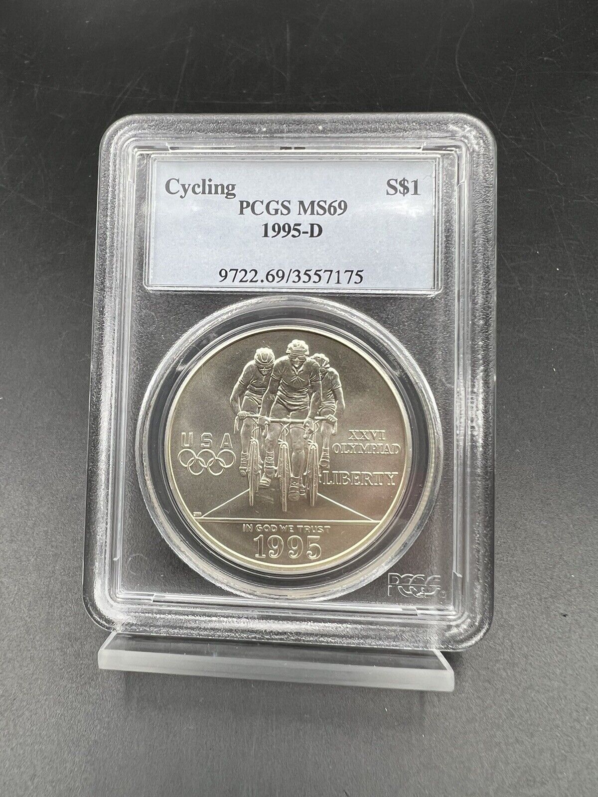 1995 D Atlanta Olympics Cycling 90% Silver Commemorative Dollar PCGS MS69 BU