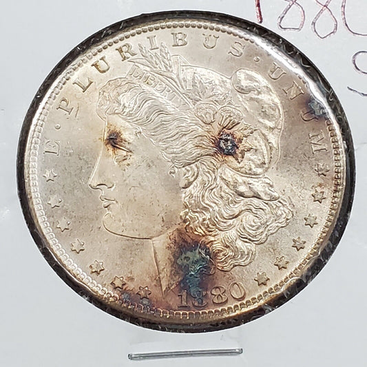1880 S Morgan 90% Silver Eagle Dollar Coin Choice BU UNC Neat Toning Toner