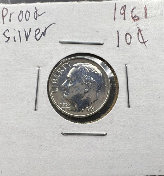 1961 P Roosevelt Gem Proof Silver Dime Coin #B