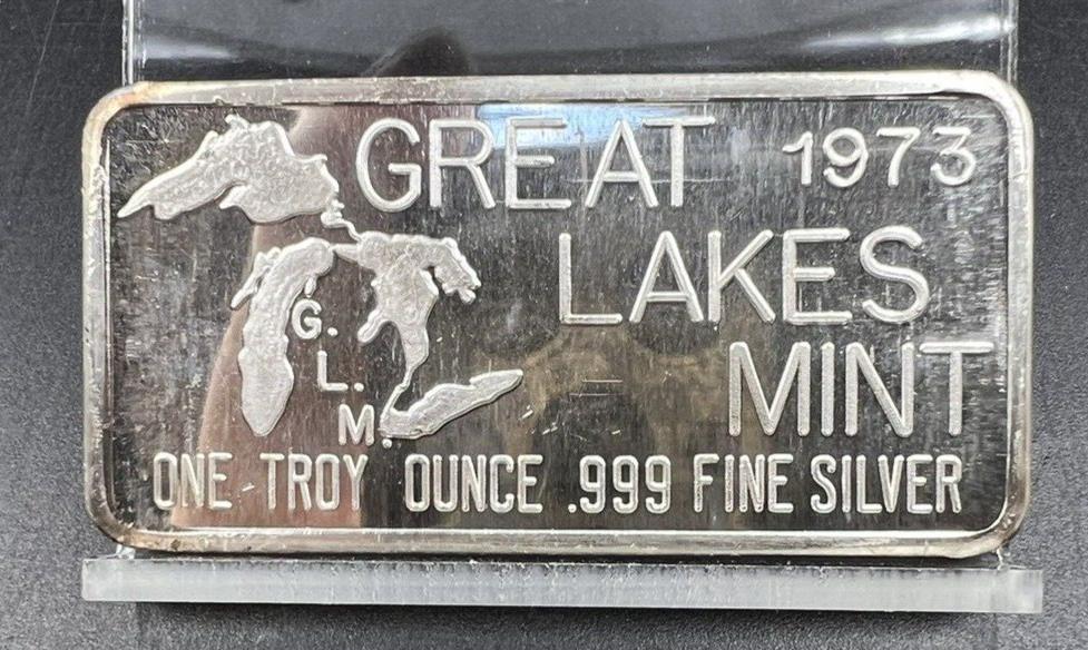 1973 Horse Shoe Horseshoe Good Luck 1 oz .999 Silver Bar Great Lakes Mint CH UNC