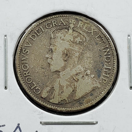 1913 Canada 25c 25 Cents Silver Quarter Coin Choice Fine Circulated