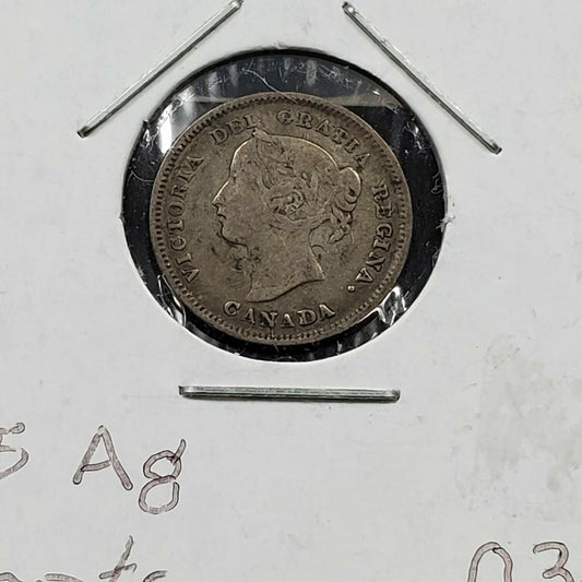 1891 Canada 5c 5 Cents Silver Nickel Coin Choice Fine Circulated