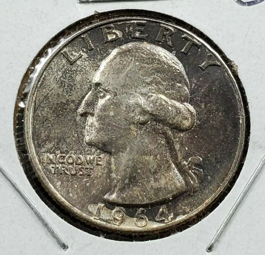 1964 P 25C Washington Quarter Silver Coin Choice BU Uncirculated Neat Toning