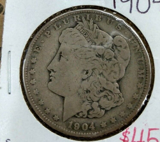 1904 P $1 Morgan Silver Dollar Coin Choice F Fine Circulated