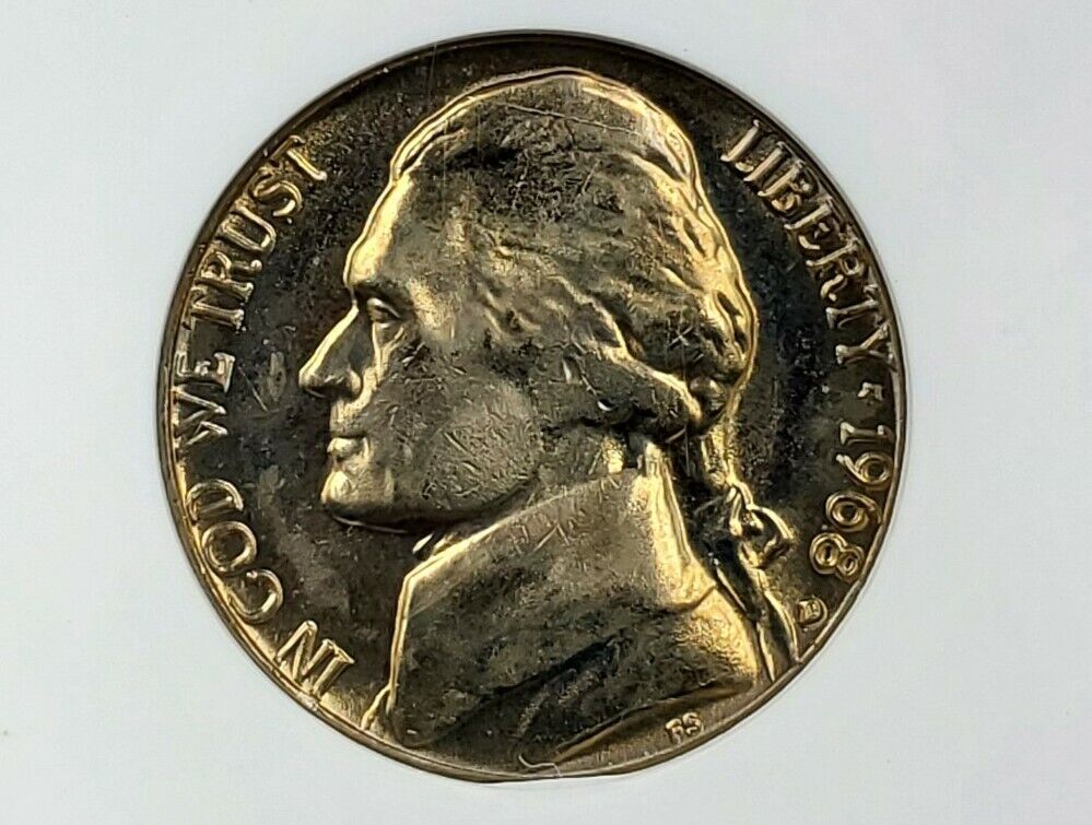 1968 D Jefferson Nickel Variety ANACS MS64 DDR 001 Double Die Reverse DMR-008