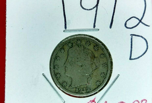 1912 D Liberty Head V Nickel Denver Choice Fine Circulated