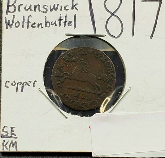 GERMANY GERMAN STATES BRUNSWICK 1 PFENNIG 1817 MUNZE VF / XF Nice Wolfenbüttel