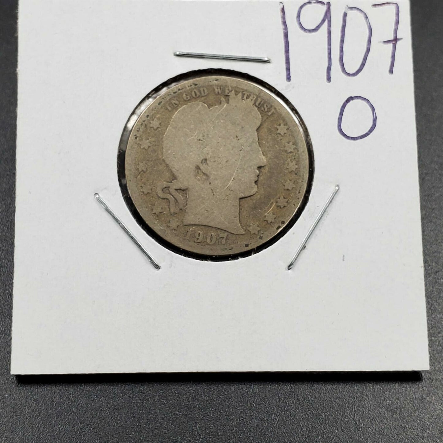 1907 O 25C Barber Silver Quarter Coin Choice AG ABOUT GOOD Condition Circulated