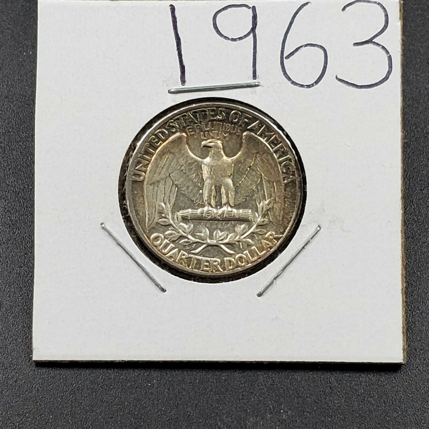 1963 P 25C Washington Quarter Silver Coin AU Circulated Neat Toning