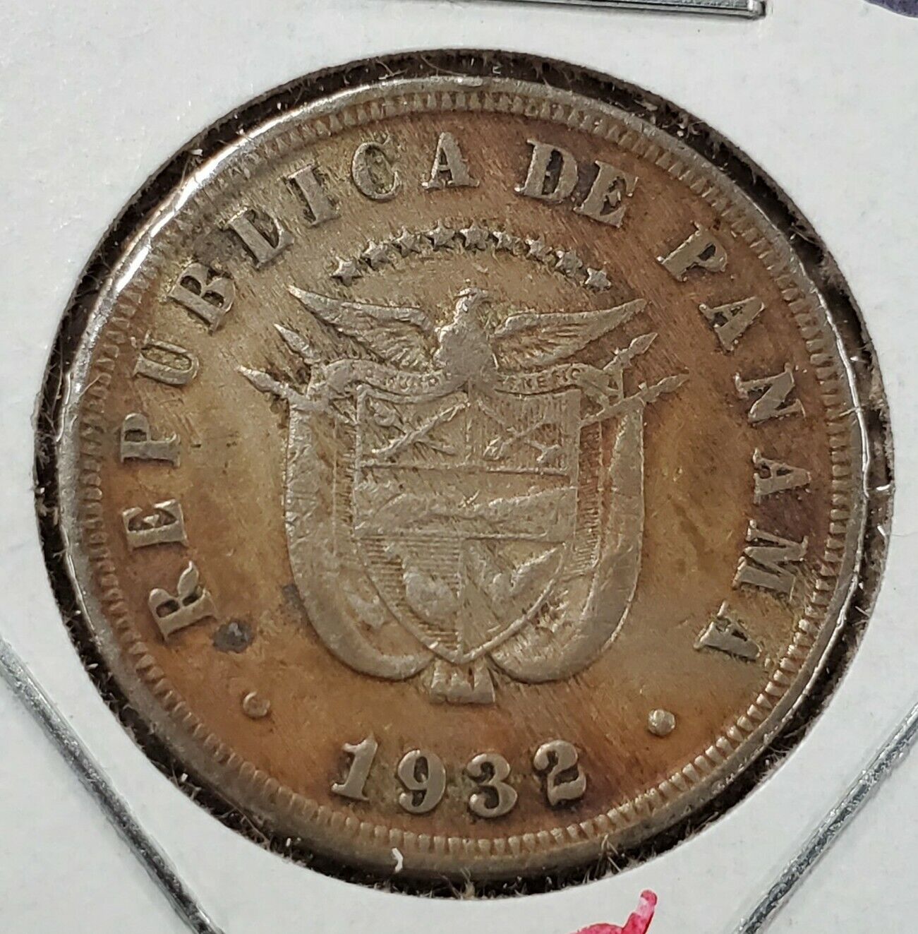 1932 PANAMA CINCO CENTESIMOS 5C Copper Nickel Coin High Circulated Condition