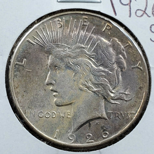 1926 S Peace 90% Silver Eagle Dollar Coin Choice XF Circulated Neat Toning