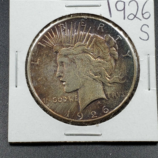 1926 S Peace 90% Silver Eagle Dollar Coin AU About UNC Circulated Neat Toning