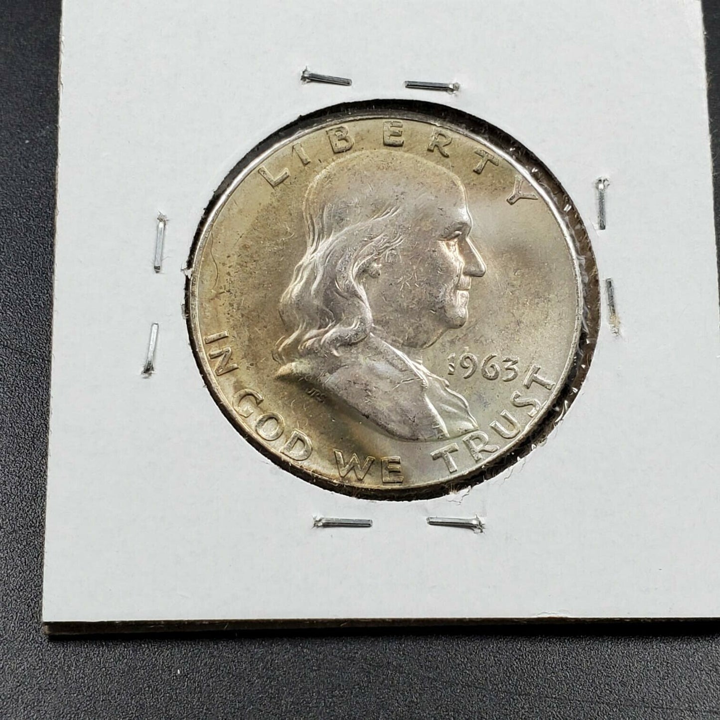 1963 P Franklin Silver Half Dollar Coin BU Uncirculated Neat Toning