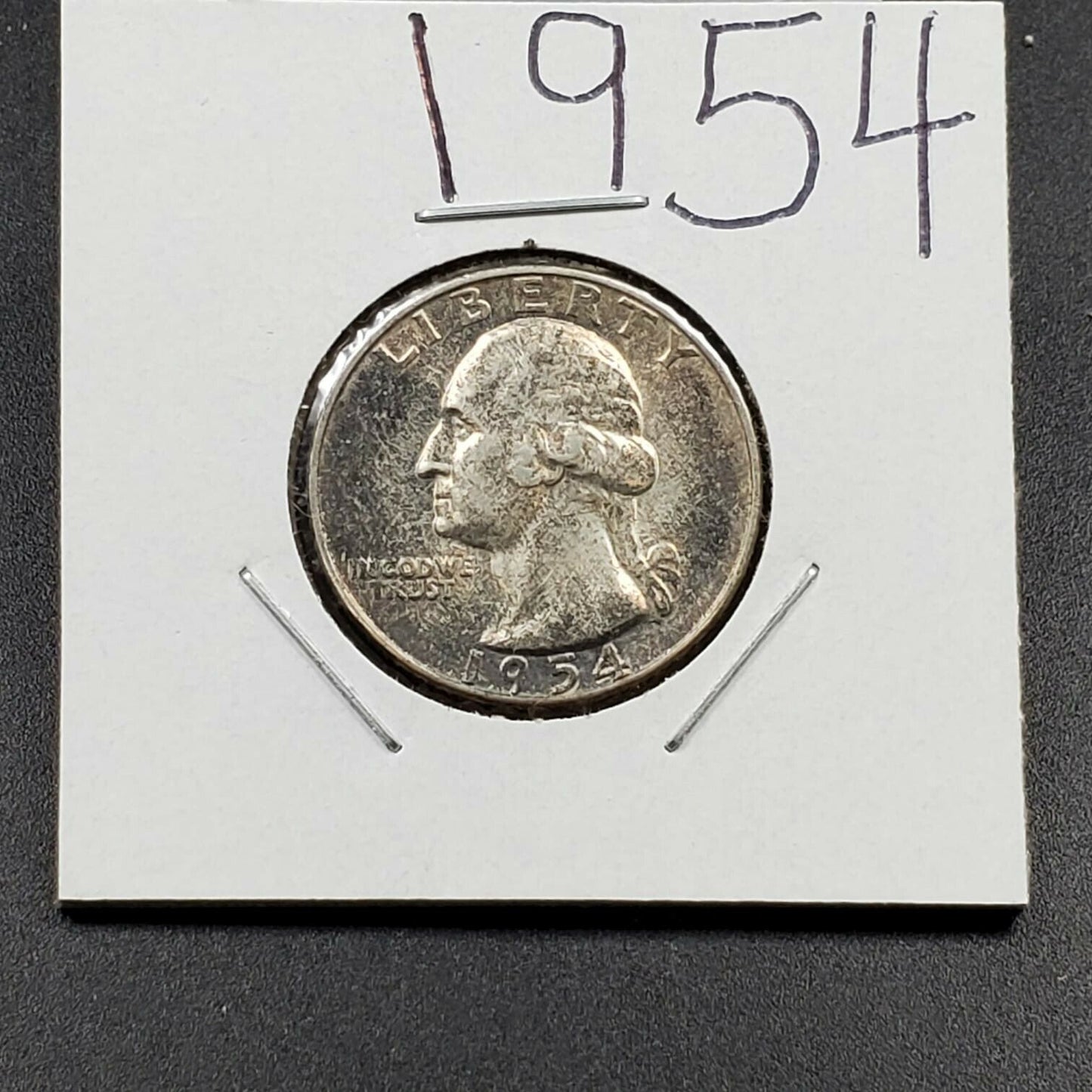 1954 P 25C Washington Quarter Silver Coin XF / AU Circulated Neat Toning