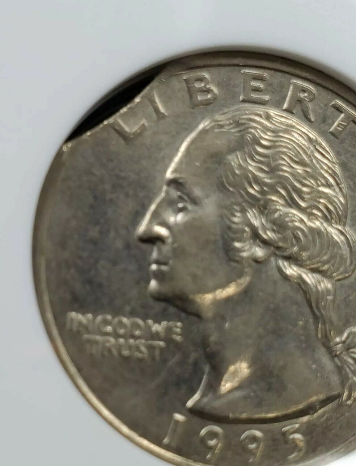 Large Planchet Clip 1995 P Washington Quarter ANACS AU58 Variety Coin