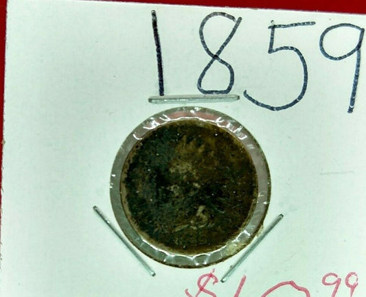 1859 P 1c Copper Nickel Indian Small Cent Penny Coin Very Circ Civil War Era