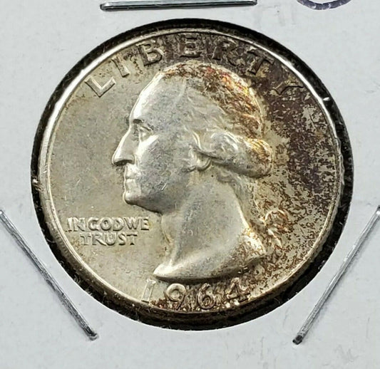1963 P 25C Washington Quarter Silver Coin Choice AU About UNC Neat Toning