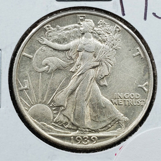 1939 P Walking Liberty Silver Eagle Half Dollar Coin Average Uncirculated Condit