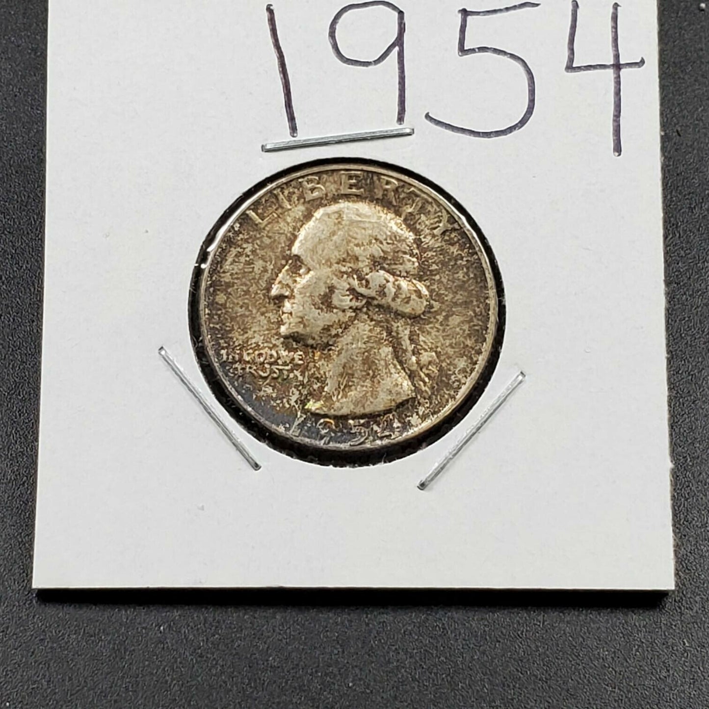 1954 P 25C Washington Quarter Silver Coin XF Circulated Neat Toning