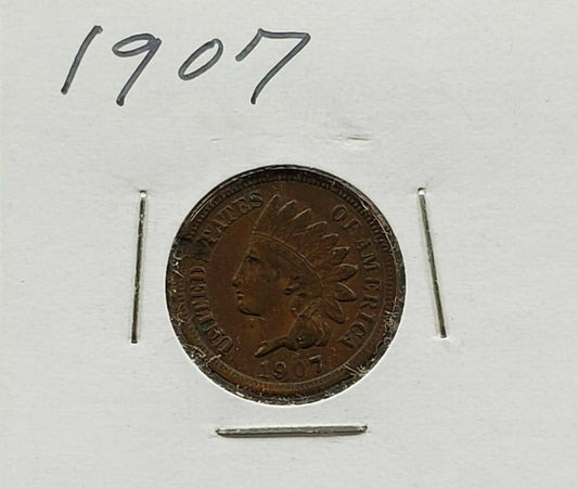 1907 Indian Head Cent Coin VF VERY FINE DETAILS