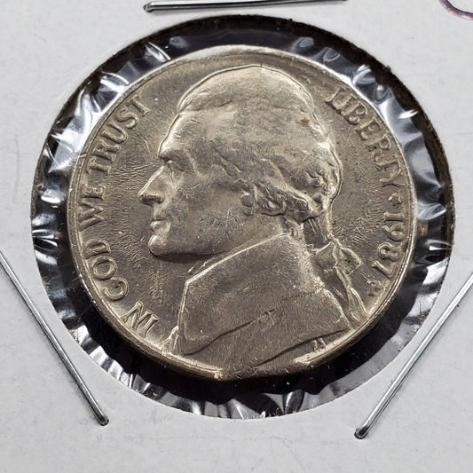 1987 P Jefferson Nickel 5c Clipped Planchet Clip Error Choice BU UNC