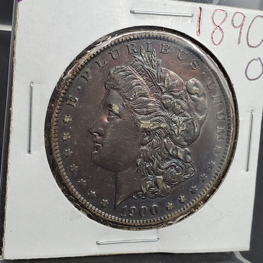 1890 O Morgan Silver Eagle Dollar Coin XF EF Extra Fine Circ Neat Toning Toner