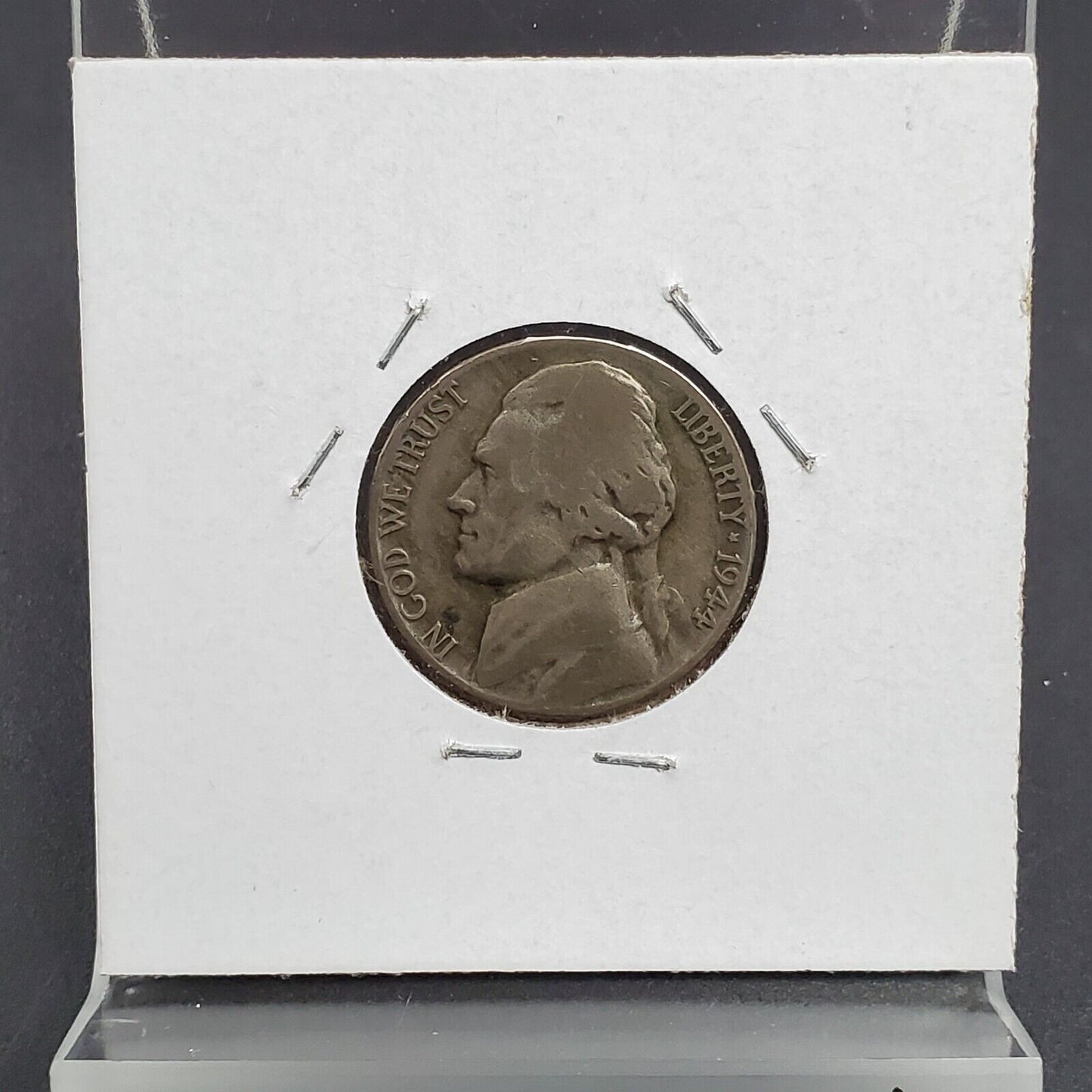 1944 P Jefferson Silver WW2 War Nickel Coin Laminated Reverse Planchet error