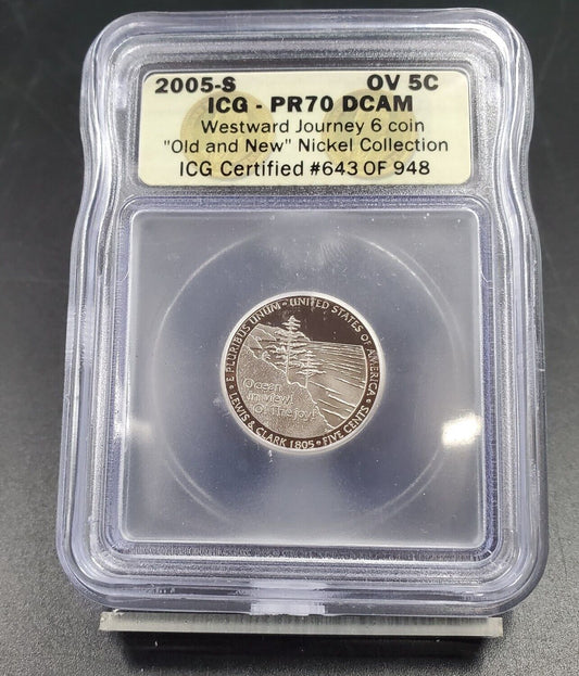2005 S 5C Ocean View Jefferson Nickel ICG PR70 DCAM Deep Cameo
