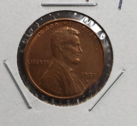 1971 D Lincoln 1C Coin Clipped PLANCHET Error XF circ