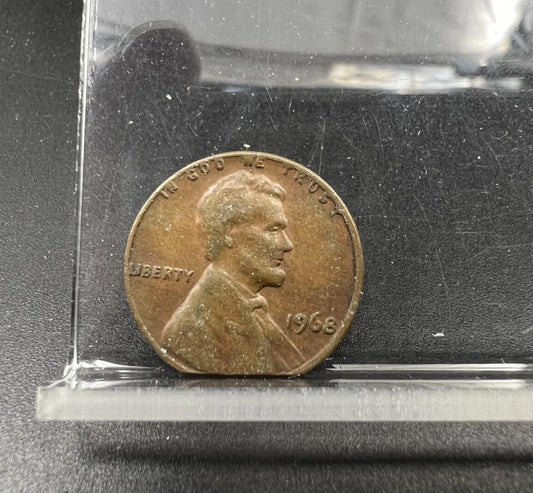 1968 1c Lincoln Memorial Cent Penny Straight Clipped Planchet Error Coin VF Circ