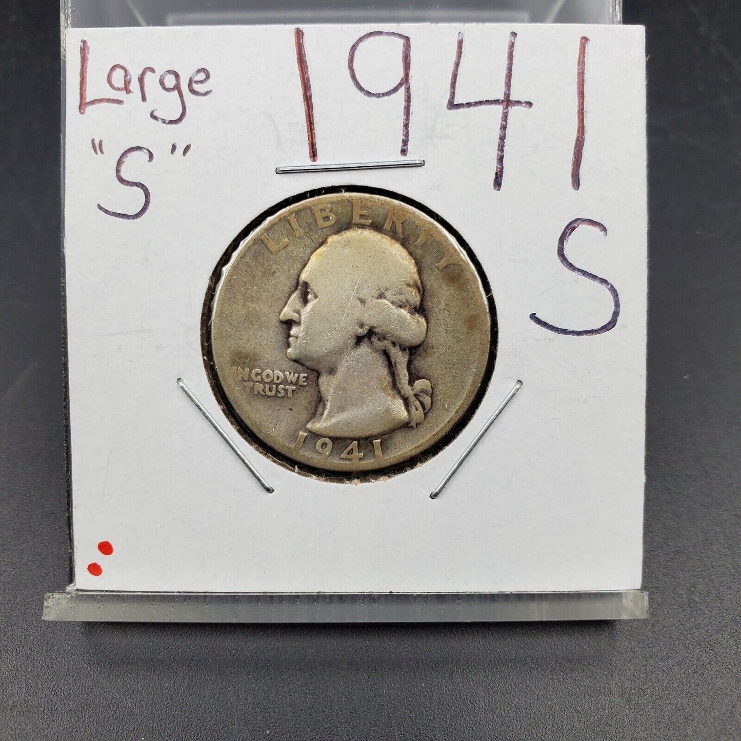 1941 S Washington Silver Quarter Coin Large S variety #2