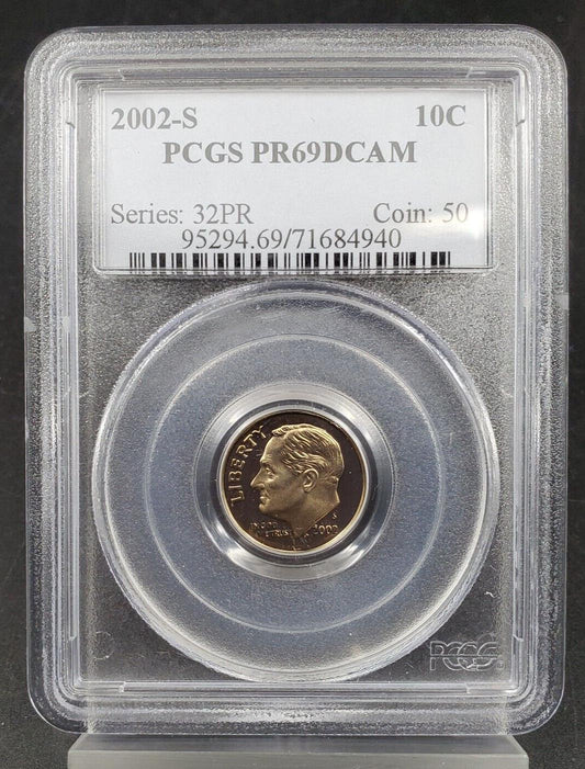 2002 S Roosevelt Proof Clad Dime Coin PCGS PR69 DCAM  #940