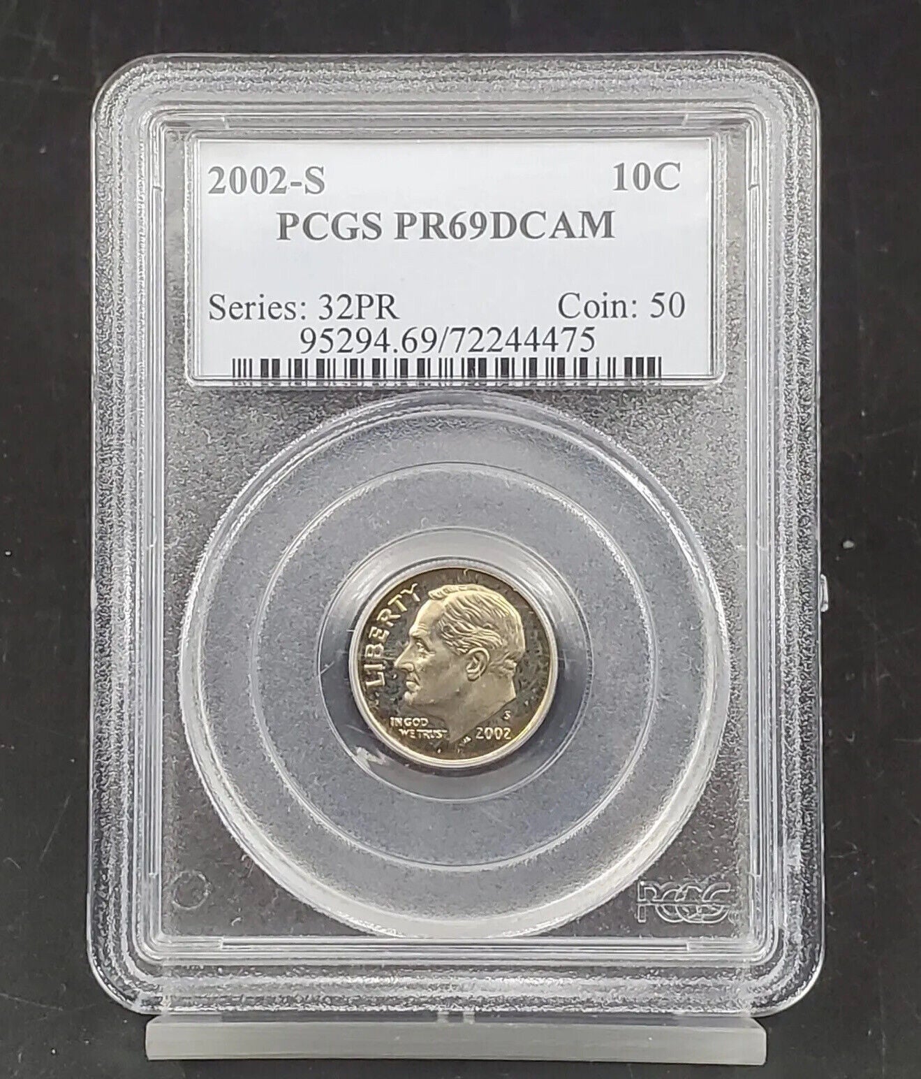 2002 S Roosevelt Proof Clad Dime Coin PCGS PR69 DCAM #475