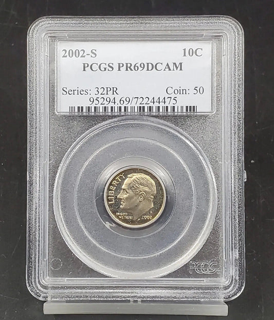 2002 S Roosevelt Proof Clad Dime Coin PCGS PR69 DCAM #475
