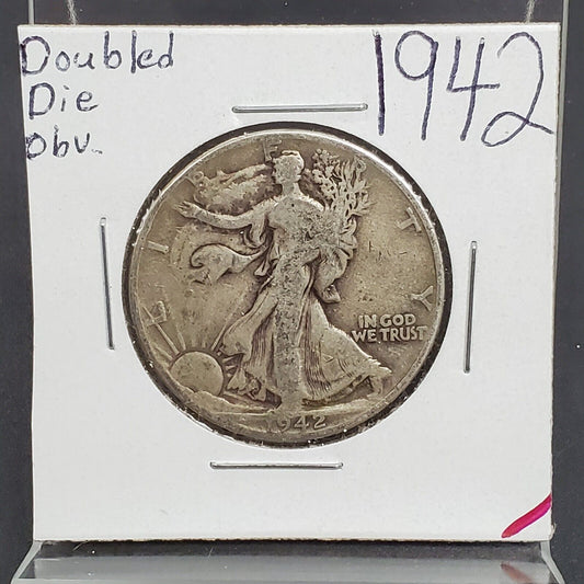 1942 P Walking Liberty DDO 001 Fs-101 Half Dollar Coin Doubled Die Obv Variety G