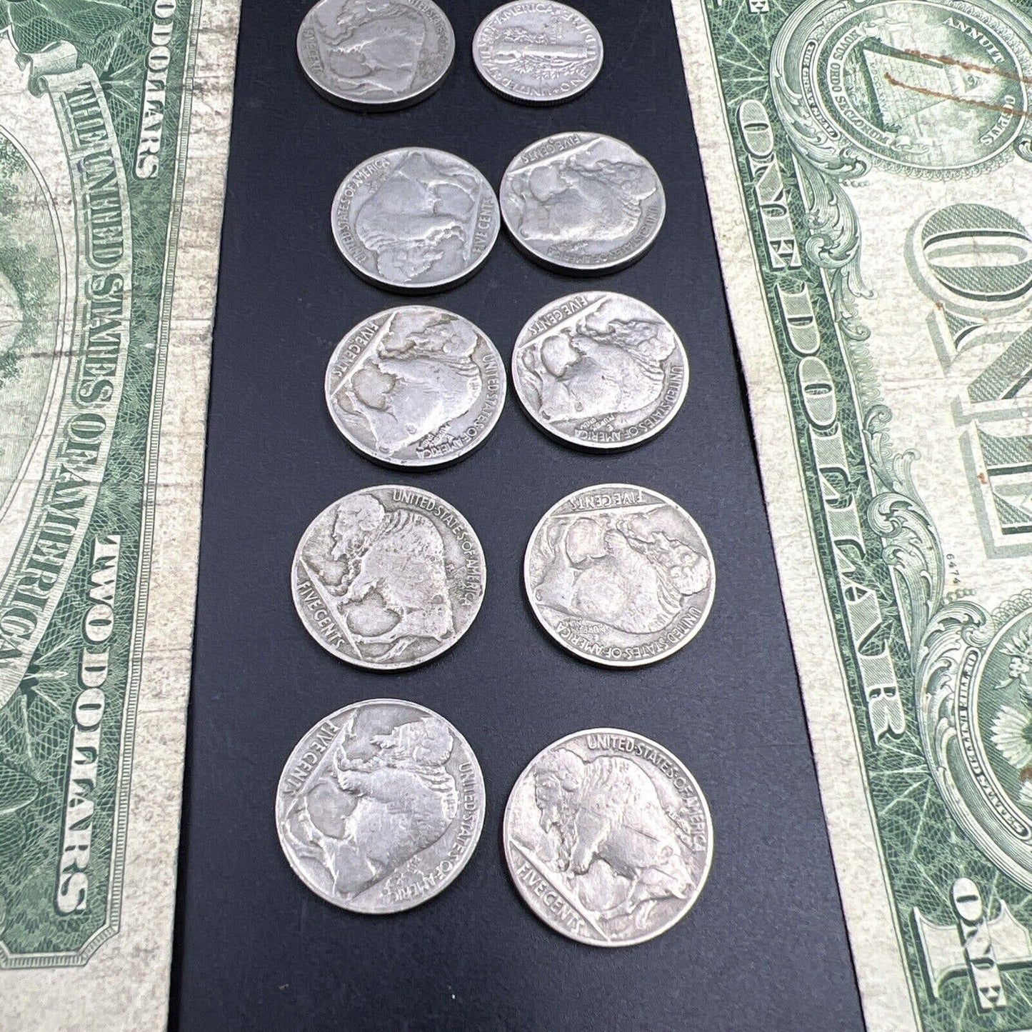 Great Depression Era Pocket Money 1928 $2 Buffalo 5c 2 90% Silver 10c 1935 $1 ++