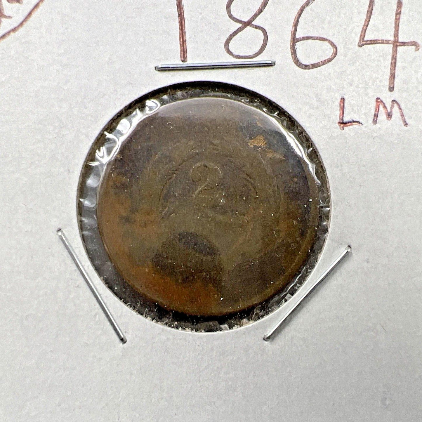 1864 P 2C Two Cent Copper Coin LM Large Motto AG / Fair details