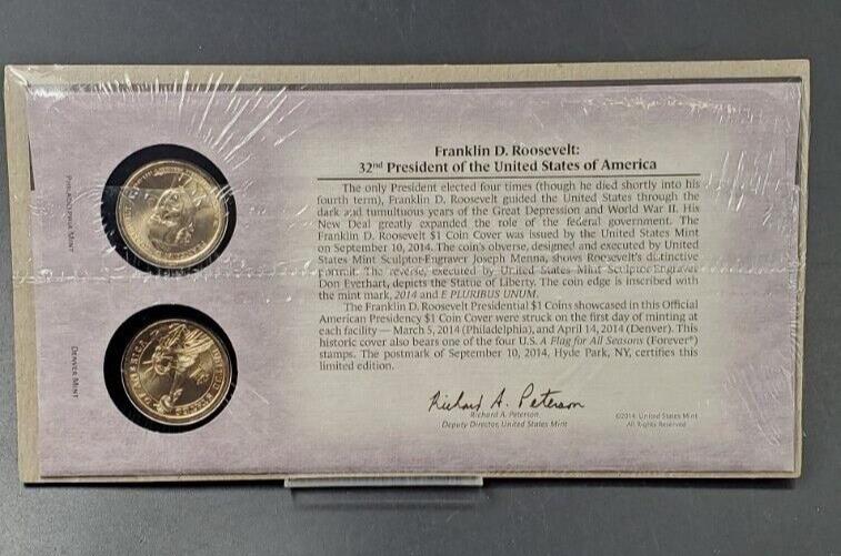 2014 Franklin Roosevelt 32nd Presidential Dollar P & D 2 coins Set First Day OGP