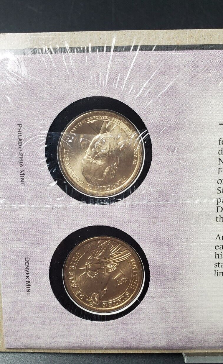 2014 Franklin Roosevelt 32nd Presidential Dollar P & D 2 coins Set First Day OGP