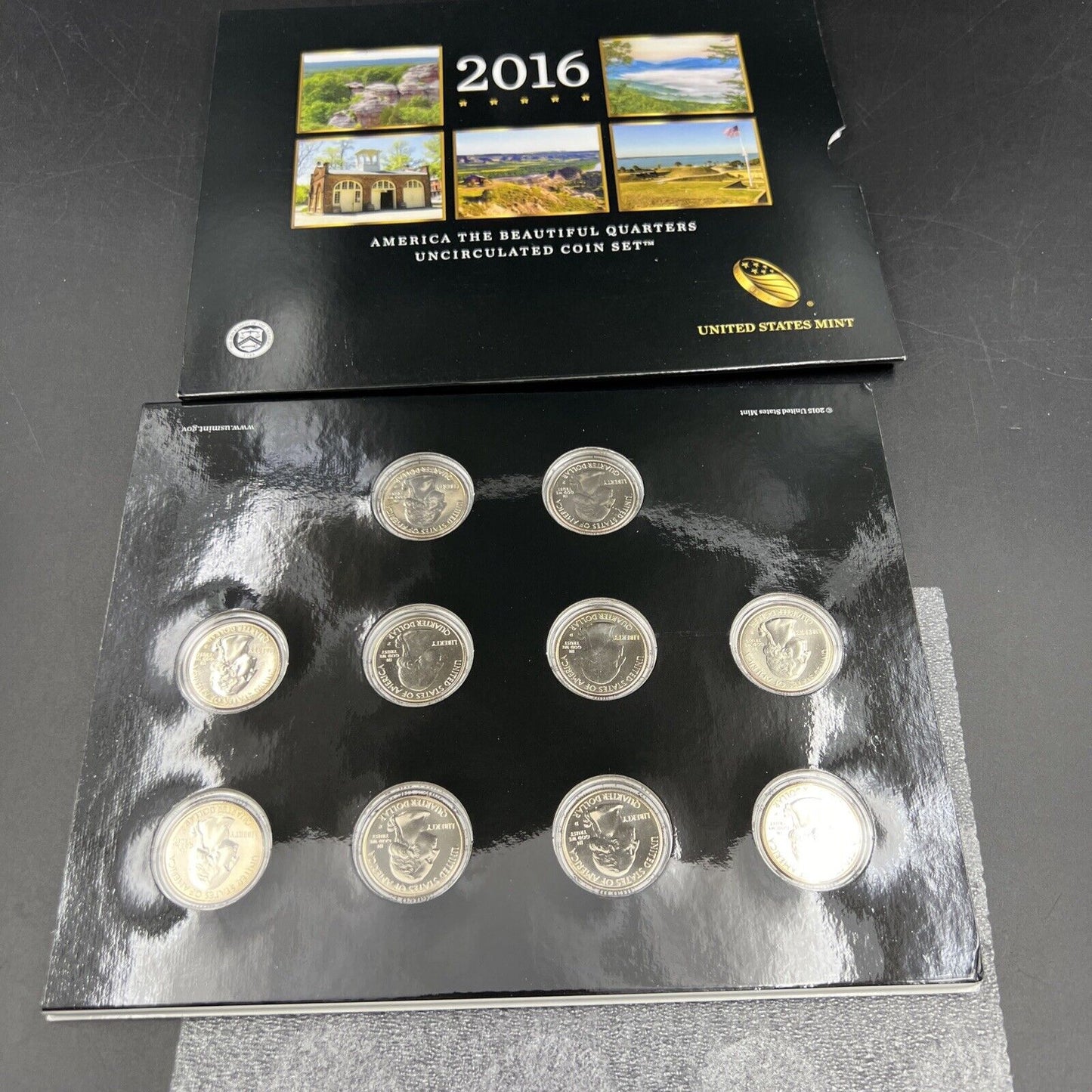 2016 America The Beautiful Uncirculated Quarter P & D Set - 10 Quarters Gem BU