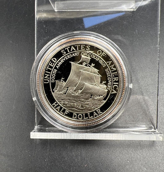 1992 S 50c Columbus Commemorative Half Dollar in Capsule Clad Coin Proof #C
