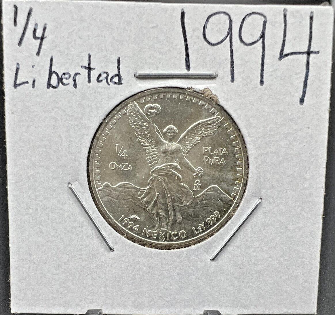 1994 Mexico 1/4 Ounce .999 Silver Round Libertad Ley Plata Pura Coin #C