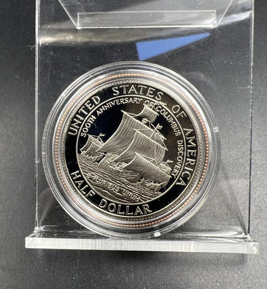 1992 S 50c Columbus Commemorative Half Dollar in Capsule Clad Coin Proof #B