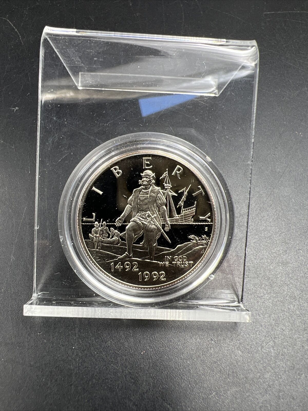 1992 S 50c Columbus Commemorative Half Dollar in Capsule Clad Coin Proof #B