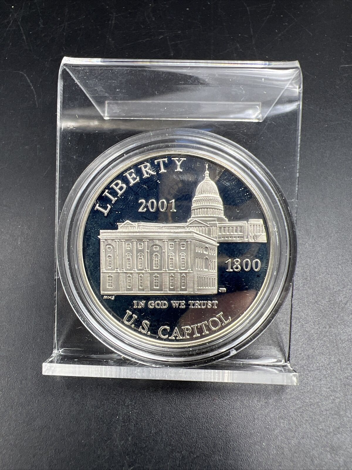 2001 P $1 Capitol visitors Silver Commemorative Dollar Coin GEM Proof in Cap #A